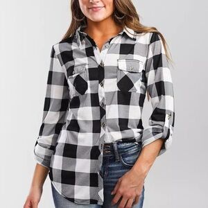 Passport Black and White Checkered Button Down Shirt